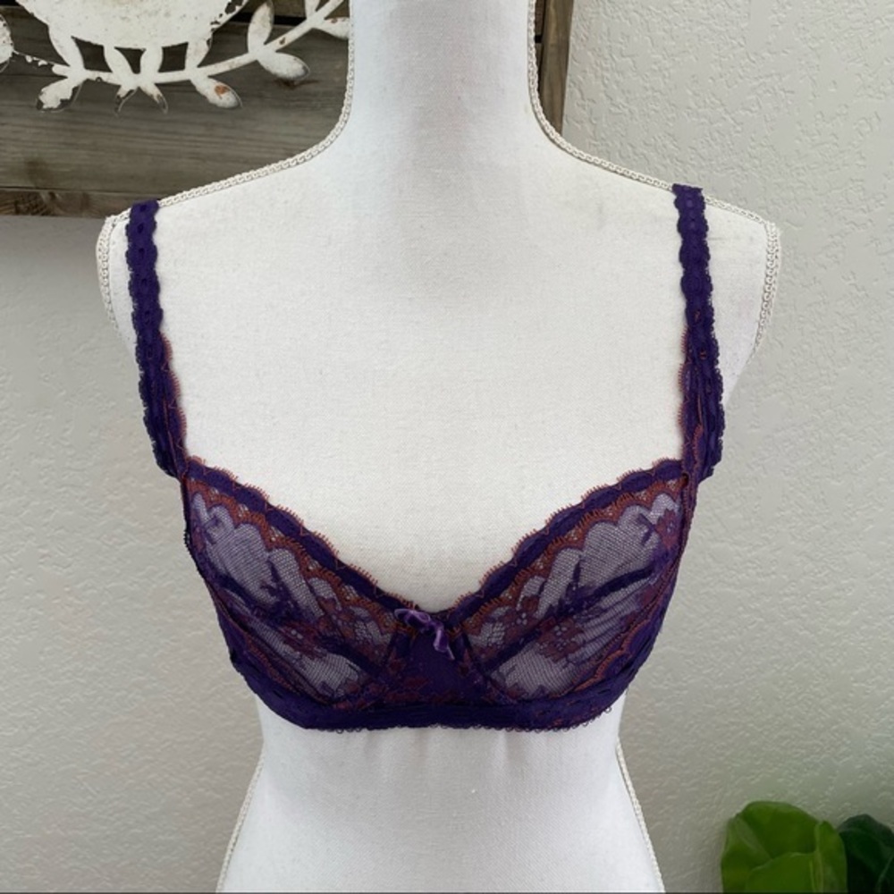 Savage x Fenty purple lace underwire bra size 32D NWT